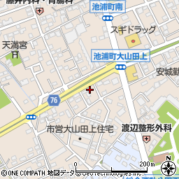 愛知県安城市池浦町大山田上2-375周辺の地図