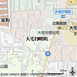 京都府京都市山科区大宅打明町周辺の地図