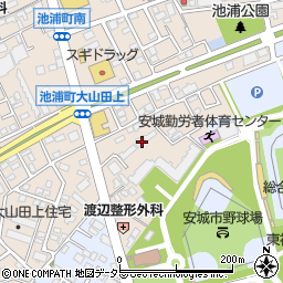 愛知県安城市池浦町池田上周辺の地図