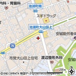 愛知県安城市池浦町大山田上2-60周辺の地図