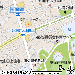 愛知県安城市池浦町大山田上2-72周辺の地図