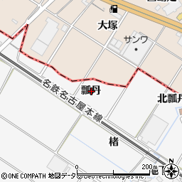 愛知県岡崎市宇頭町瓢丹周辺の地図