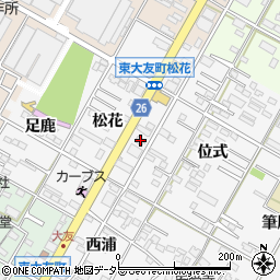 愛知県岡崎市東大友町松花83周辺の地図