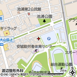 愛知県安城市池浦町大山田上2-30周辺の地図