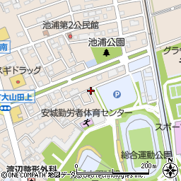 愛知県安城市池浦町大山田上2-96周辺の地図