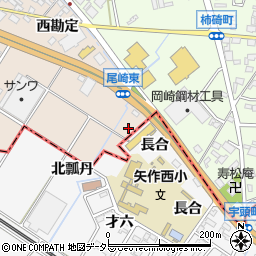 愛知県安城市尾崎町長合周辺の地図