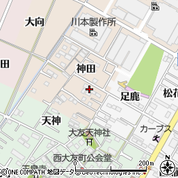 愛知県岡崎市橋目町神田周辺の地図