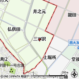 愛知県安城市柿碕町三ツ訳周辺の地図