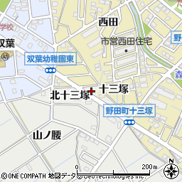 愛知県刈谷市半城土町北十三塚1-23周辺の地図