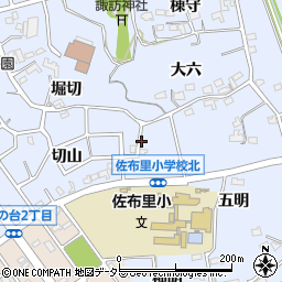 愛知県知多市佐布里大六奥周辺の地図