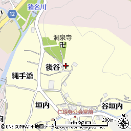兵庫県川辺郡猪名川町仁頂寺後谷周辺の地図