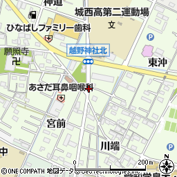 愛知県岡崎市舳越町宮前周辺の地図