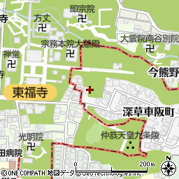 京都府京都市伏見区深草本寺山町周辺の地図