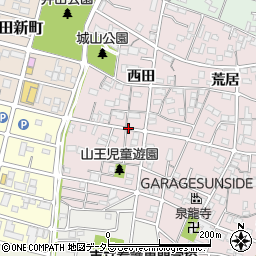 愛知県岡崎市井田町西田周辺の地図