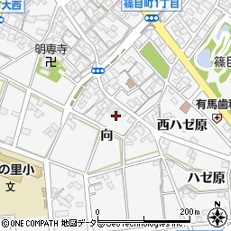 愛知県安城市篠目町向周辺の地図