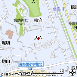 愛知県知多市佐布里大六周辺の地図