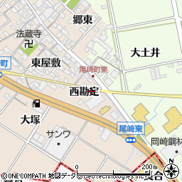 愛知県安城市尾崎町西勘定周辺の地図