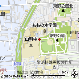 京都府京都市山科区東野八反畑町周辺の地図