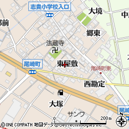 愛知県安城市尾崎町東屋敷周辺の地図