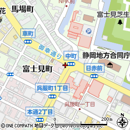 静岡県静岡市葵区中町周辺の地図
