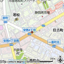 静岡県静岡市葵区安西周辺の地図