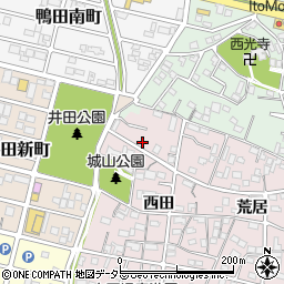 愛知県岡崎市井田町城山周辺の地図