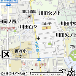 京都府京都市山科区川田菱尾田周辺の地図