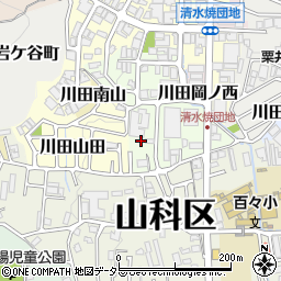 京都府京都市山科区川田御出町周辺の地図