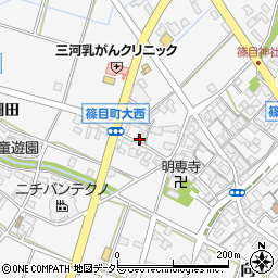 愛知県安城市篠目町大西周辺の地図
