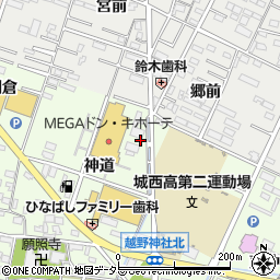 愛知県岡崎市舳越町（神道）周辺の地図