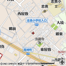 愛知県安城市尾崎町中屋敷周辺の地図