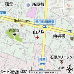 愛知県岡崎市鴨田町山ノ圦3周辺の地図