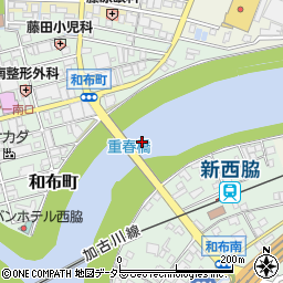 重春橋歩道橋周辺の地図
