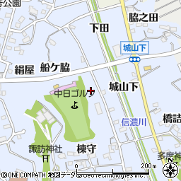 愛知県知多市佐布里城山周辺の地図