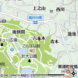 愛知県知多郡東浦町緒川六本木周辺の地図