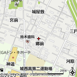 愛知県岡崎市森越町（郷前）周辺の地図