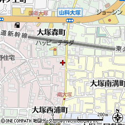 京都府京都市山科区大塚西浦町2周辺の地図