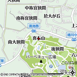 愛知県東浦町（知多郡）緒川（喜右山）周辺の地図