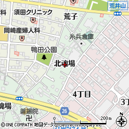 愛知県岡崎市鴨田町北魂場周辺の地図