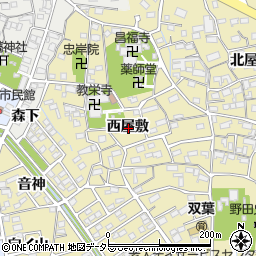 愛知県刈谷市野田町西屋敷周辺の地図