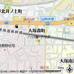 京都府京都市山科区大塚森町周辺の地図