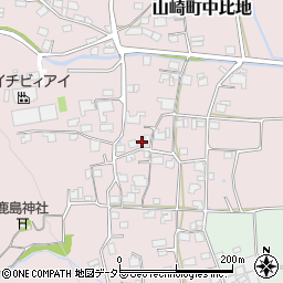 兵庫県宍粟市山崎町中比地周辺の地図