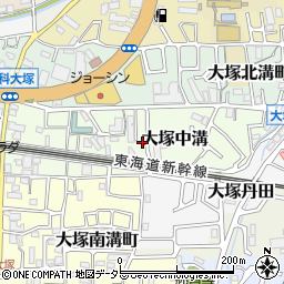 京都府京都市山科区大塚中溝周辺の地図