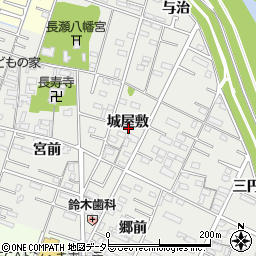 愛知県岡崎市森越町城屋敷周辺の地図