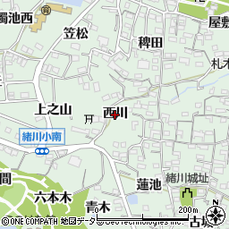 愛知県東浦町（知多郡）緒川（西川）周辺の地図