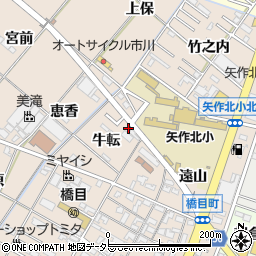 愛知県岡崎市橋目町牛転周辺の地図