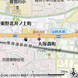 吉野家１号線山科店周辺の地図