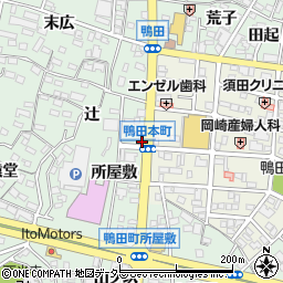 愛知県岡崎市鴨田町東田周辺の地図