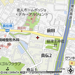 愛知県岡崎市真伝2丁目8周辺の地図