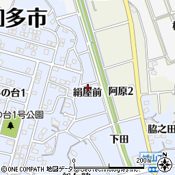 愛知県知多市佐布里絹屋前周辺の地図